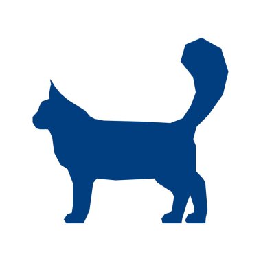 Maine Rakunu 'nun düşük mavi silueti beyaz arka planda izole edilmiş. Vektör İllüstrasyonu