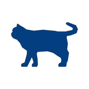 İngiliz Shorthair 'inin düşük mavi silueti beyaz arka planda izole edildi. Vektör İllüstrasyonu