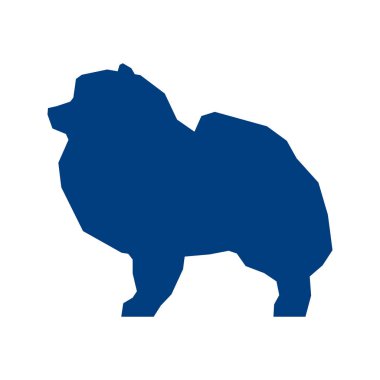 Pomeranya 'nın düşük mavi silueti beyaz arka planda izole edilmiş. Vektör İllüstrasyonu