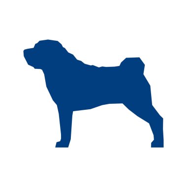 Shar Pei 'nin düşük mavi silueti beyaz arka planda izole edilmiş. Vektör İllüstrasyonu