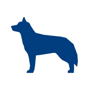 Beyaz arka planda izole edilmiş koyu mavi siluet. Vektör İllüstrasyonu