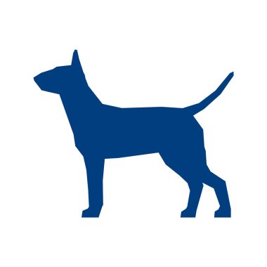 Boğa Teriyeri 'nin düşük mavi silueti beyaz arka planda izole edilmiş. Vektör İllüstrasyonu