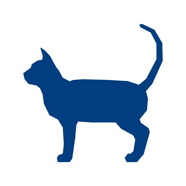Baixo Poli Silhueta Azul Gato Abstrato Isolado Fundo Branco Ilustração — Vetor de Stock