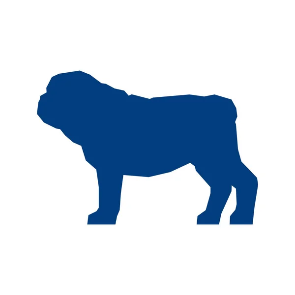 Silhouette Basse Bleu Poly Bulldog Anglais Isolé Sur Fond Blanc — Image vectorielle