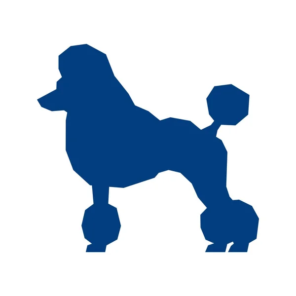 Silhouette Basse Bleue Poly Caniche Isolée Sur Fond Blanc Illustration — Image vectorielle