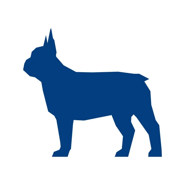 Silhouette Basse Bleu Poly Bulldog Français Isolé Sur Fond Blanc — Image vectorielle