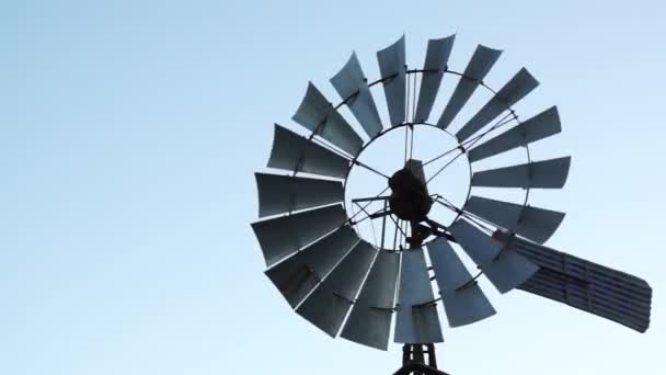 Grote landelijke windmolen spinnen. — Stockvideo