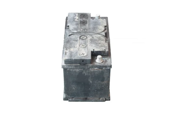 Eski araba izole beyaz arka plan üzerinde pil kullanılan