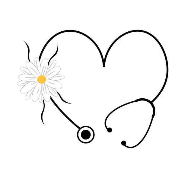 Flower Floral Heart Stethoscope — Stock Photo, Image