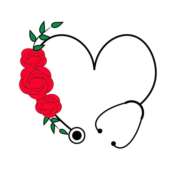 Flower Floral Heart Stethoscope — Stock Photo, Image