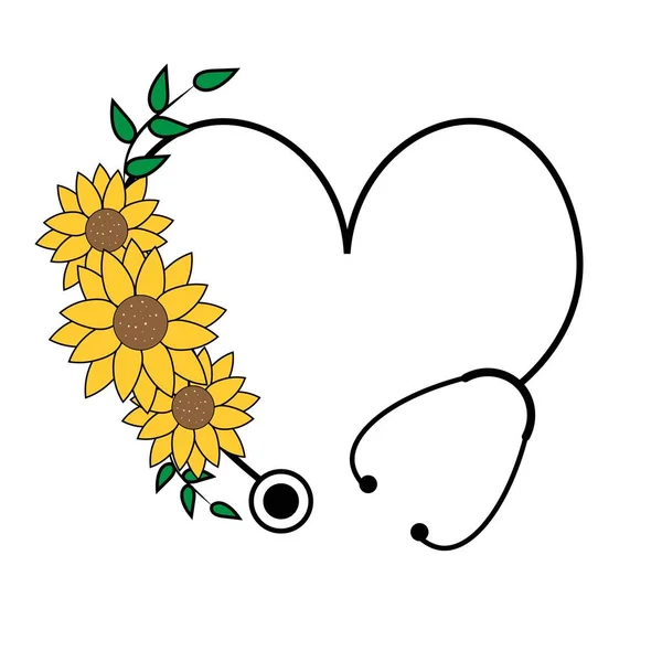 花の心臓聴診器 — ストック写真