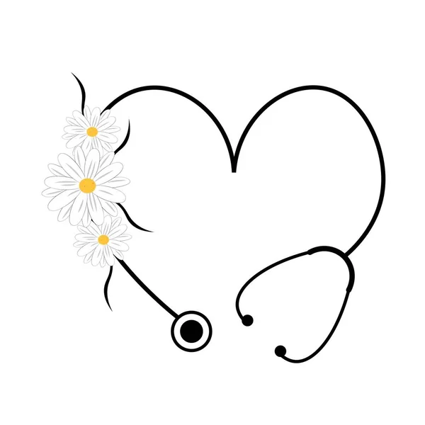 Květinové Květinové Srdce Stetoskop — Stock fotografie