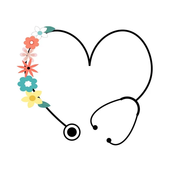 Kwiat Kwiat Serce Stetoskop — Zdjęcie stockowe