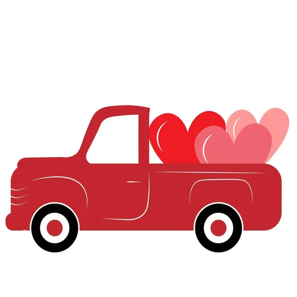 Valentine Red Truck Love Illustration — Stock Photo, Image