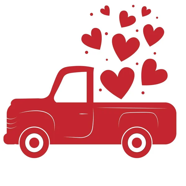 Valentine Red Truck Love Illustration — Stock Photo, Image