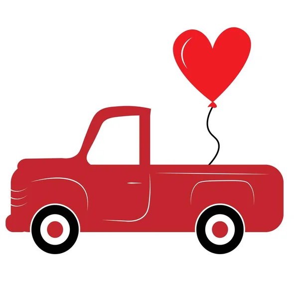 愛のイラストとバレンタインレッドトラック — ストック写真