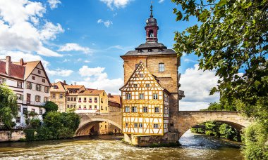 The old town hall in Bamberg on the Regnitz river in the administrative region of Upper Franconia in Bavaria Germany clipart