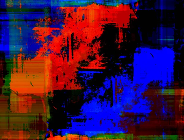 Fondo abstracto. Una ilustración llamativa en una combinación de rojo, negro, azul y verde. — Foto de Stock