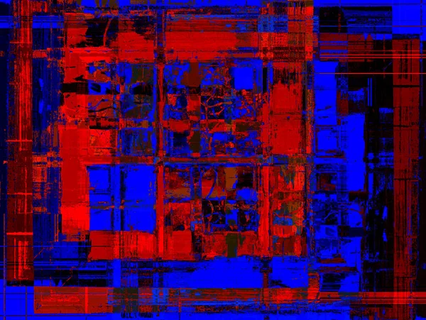 Soyut arkaplan 3 boyutlu illüstrasyon. Kırmızı, mavi ve siyahın çarpıcı bir kombinasyonu. — Stok fotoğraf
