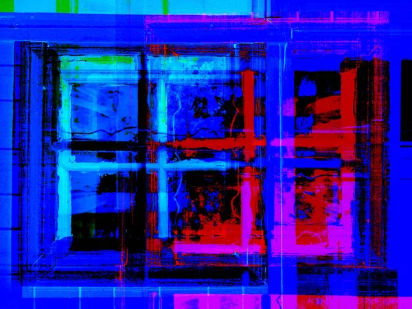 Abstract photo of the volumetric image of the window of an old house — Stock Photo, Image