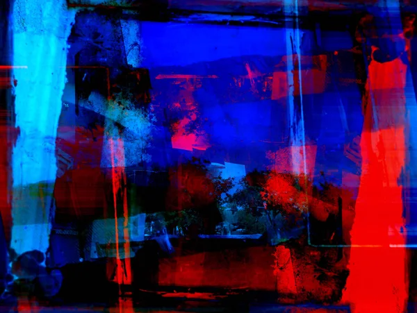 Abstracte Achtergrond Rood Blauw Met Een Spectaculair Ritme Inserts Surrealistisch — Stockfoto