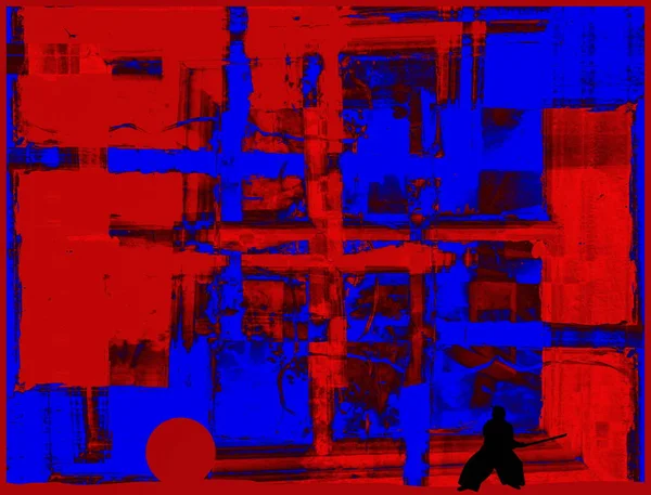 Fundo Abstrato Vermelho Azul Com Ritmo Espetacular Inserções Imagem Surreal — Fotografia de Stock