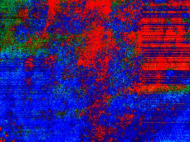 Kırmızı, yeşil ve mavi soyut arkaplan, muhteşem bir ritim ve eklerle. Modern tarzda gerçeküstü bir görüntü. Duvar kağıtlarınız, sanat projeleriniz ve çalışmalarınız için.