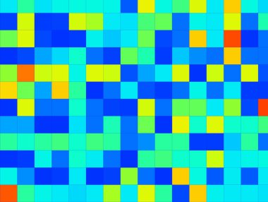 Kare şeklinde soyut bir görüntü, kırmızı, turuncu, mavi, cyan, yeşil ve sarı karışımı, muhteşem koyu aksanlı. Sanat projeleriniz, duvar kağıtlarınız ve sanat eserleriniz için..