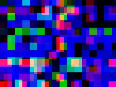 Kare şeklinde soyut bir görüntü, kırmızı, turuncu, mavi, cyan, yeşil ve sarı karışımı, muhteşem koyu aksanlı. Sanat projeleriniz, duvar kağıtlarınız ve sanat eserleriniz için..