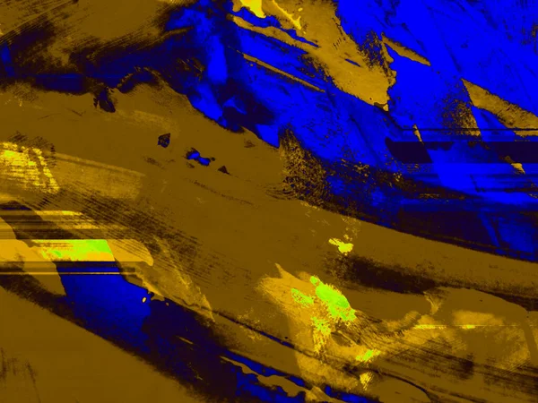 Абстрактный Фон Желтого Синего Коричневого Цветов Эффектным Темным Акцентом Сюрреалистичный — стоковое фото