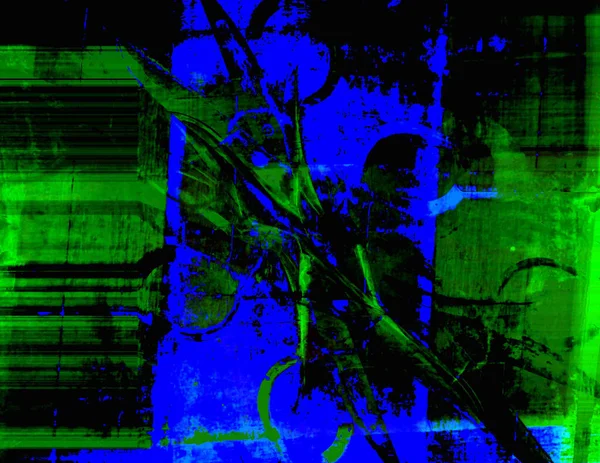 青と緑の抽象的な背景は 壮大なリズムと暗いアクセントと 現代風のシュールなイメージ 壁紙やアートプロジェクト 作品のために — ストック写真
