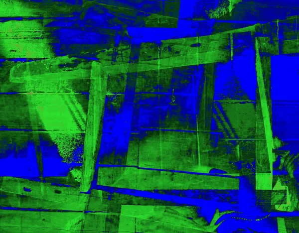 青と緑の抽象的な背景は 壮大なリズムと暗いアクセントと 現代風のシュールなイメージ 壁紙やアートプロジェクト 作品のために — ストック写真