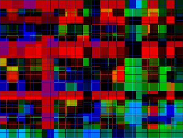 Abstraktní Dynamický Obraz Čtverců Červené Oranžové Žluté Zelené Modré Fialové — Stock fotografie