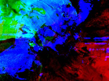 Kırmızı, turuncu, sarı, yeşil, mavi, mor, koyu ve ham eklerin muhteşem ritmiyle soyut arkaplan. Modern tarzda gerçeküstü bir görüntü. Duvar kağıtlarınız, sanat projeleriniz ve çalışmalarınız için..