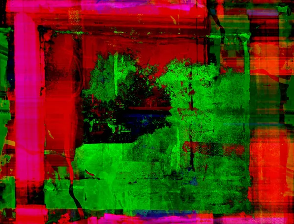 Абстрактний Фон Червоного Зеленого Синього Кольорів Ефектним Ритмом Вставками Сюрреалістичне — стокове фото