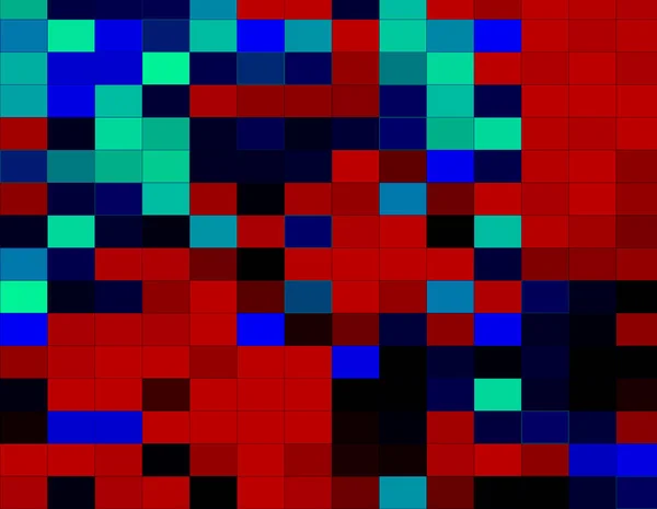 Abstrakt Volymetrisk Bakgrund Form Rutor Med Spektakulär Kombination Röda Blå — Stockfoto