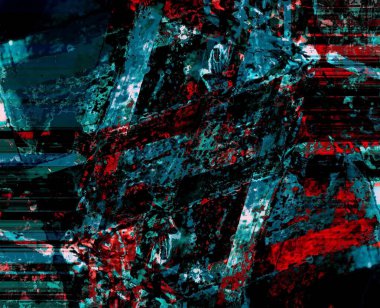 Kırmızı ve mavi soyut arkaplan, muhteşem bir ritim ve eklerle. Modern tarzda gerçeküstü bir görüntü. Duvar kağıtlarınız, sanat projeleriniz ve çalışmalarınız için..