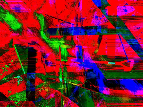 Abstrakcyjne Tło Kolorze Czerwonym Zielonym Niebieskim Spektakularnym Rytmem Wstawkami Surrealistyczny — Zdjęcie stockowe