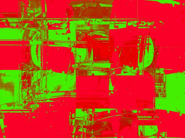 Absztrakt Háttér Piros Zöld Látványos Ritmussal Betétekkel Szürreális Kép Modern — Stock Fotó