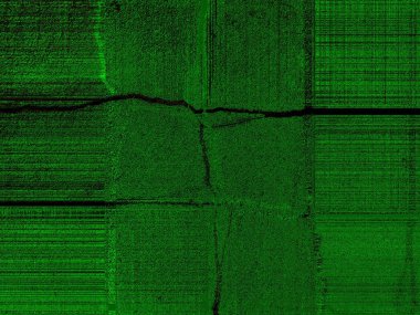 Çarpıcı koyu ve açık aksanlı yeşil arkaplan. Modern sanat tarzında gerçeküstü duvar tuvali.