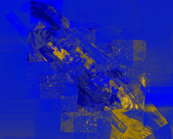Абстрактний Фон Синьо Жовтих Кольорів Ефектним Ритмом Темними Акцентами Сюрреалістичне — стокове фото