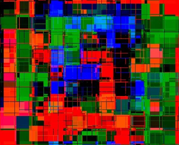 Абстрактный Объемный Фон Виде Цветных Квадратов Эффектной Комбинацией Красного Синего — стоковое фото