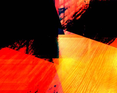 Kırmızı, mavi ve sarı renklerin soyut arkaplanı, muhteşem bir ritim ve eklerle. Modern tarzda gerçeküstü bir görüntü. Duvar kağıtlarınız, sanat projeleriniz ve sanat eserleriniz için.