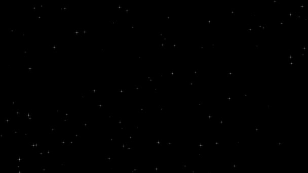 Yıldızlı Gece Gökyüzünün Video Arkaplanı Siyah Gökyüzünde Buluşmaya Doğru Uçan — Stok video