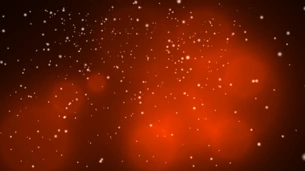 Fondo Vídeo Rojo Con Boke Redondo Naranja Brillante Partículas Volando — Vídeo de stock