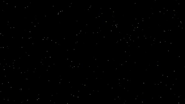White Particles Form Snowflakes Fall Black Background Video Background Night — Stock Video