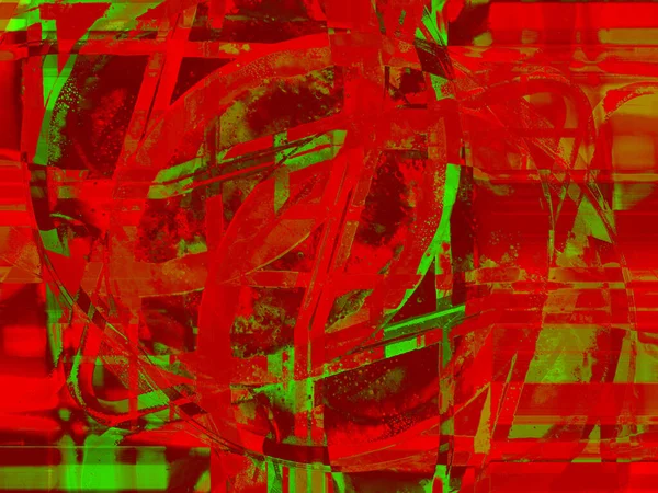 리듬과 삽입이 빨강과 녹색의 추상적 현대적 스타일의 초현실적 이미지 프로젝트 — 스톡 사진