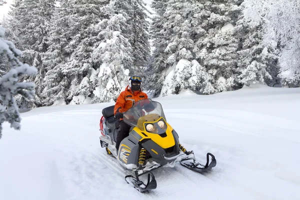 Sportowiec na skuterze śnieżnym. — Zdjęcie stockowe
