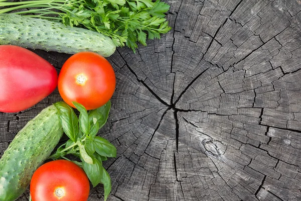 Verduras frescas en un tocón . —  Fotos de Stock