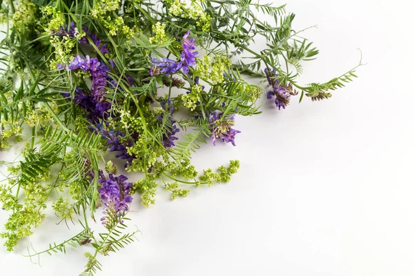 Hafif arka planda bir buket kır çiçeği. Metin için alanı kopyala.